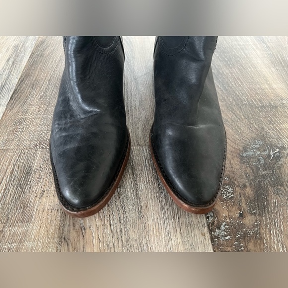 Lucchese Spirit Leather Western Riding Black Boots - Picture 3 of 14